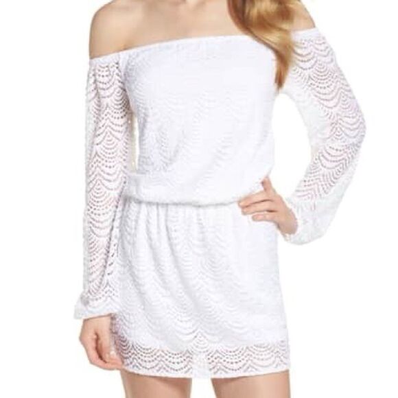 Lilly Pulitzer Lana Skort Romper White Scalloped Shell Lace Size XS - Picture 1 of 7